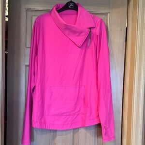Jofit Hot Pink Long Sleeve Pullover with Asymmetrical Zip
